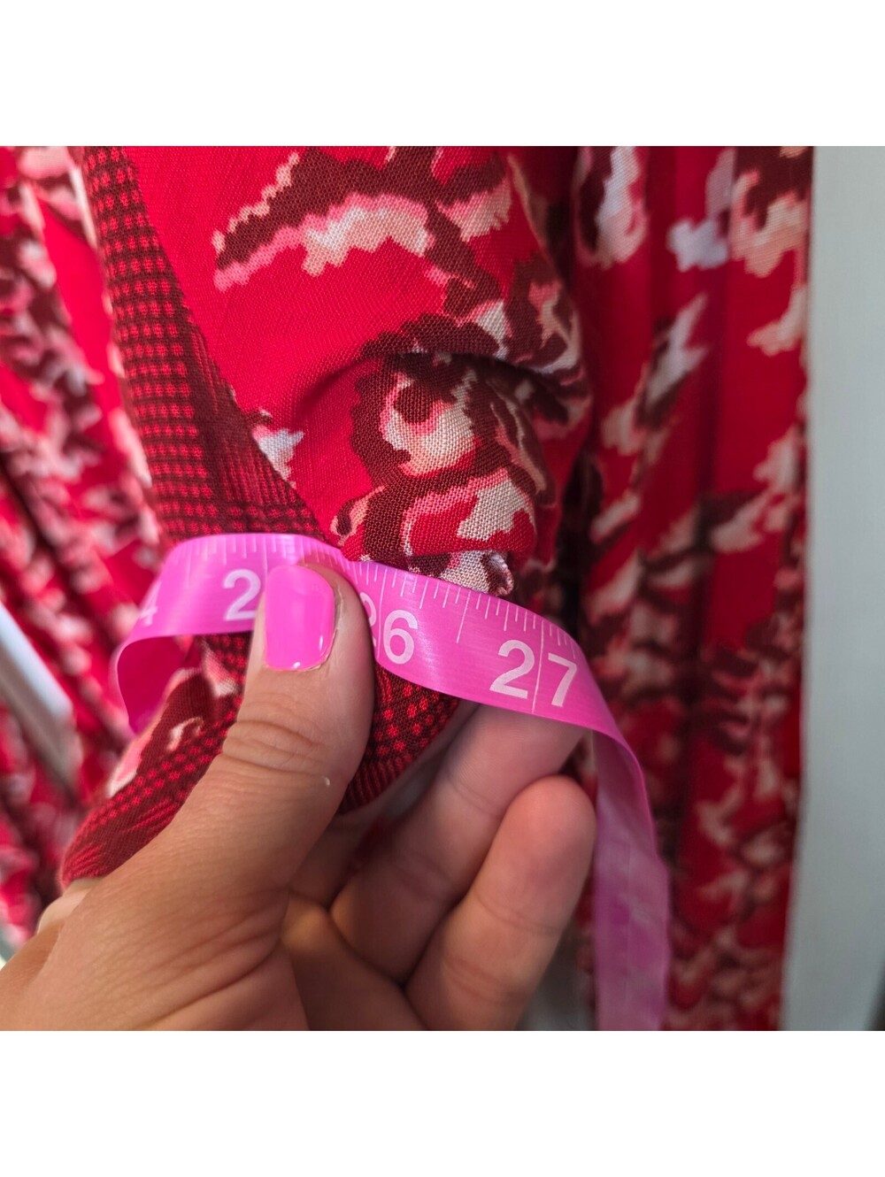 Knox Rose Red Floral Rayon Dress with Button Front and Long Sleeves Size XL NWOT - Picture 8 of 9